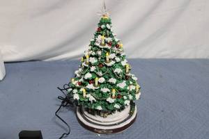 lot 56 image: LED Lighted Christmas Tree with Snow and Candle Decorations