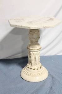 lot 68 image: Antique Style Cream Pedestal Table with Cherub Design