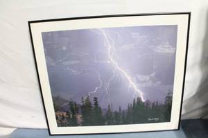 lot 72 image: Framed Lightning Storm Photograph by FrameWorks 29 x 25