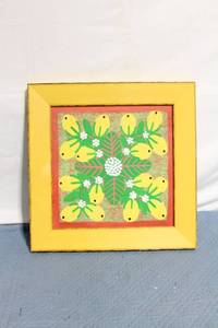 lot 74 image: Colorful Framed Artwork with Abstract Floral Pattern