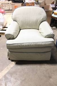 lot 78 image: Oversized Comfortable Armchair with Blue and White Checkered Fabric