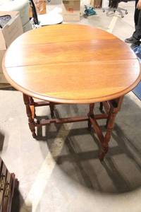 lot A-80 image: Vintage Wooden Drop-Leaf Side Table with Drawer