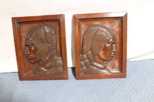 lot 88 image: Pair of Vintage Wood Relief Sculptures by G. Arias