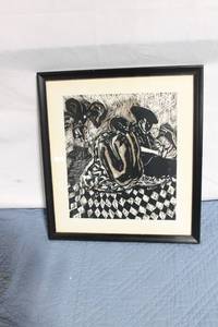 lot 89 image: Framed Vintage Black and White Art Print