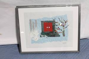 lot 94 image: Original Mixed Media Collage Art in Metal Frame by Roy Etten
