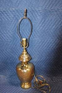 lot 106 image: Brass Table Lamp with White Lampshade