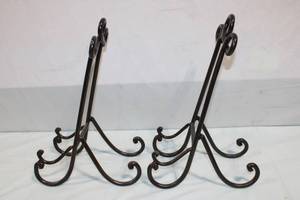 lot 108 image: Pair of Iron Scroll Easel Stands