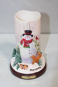 lot 136 image: Snowman Decorative LED Candle Holder by Bradford Exchange
