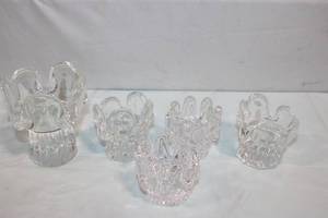 lot 141 image: Set of 5 Crystal Votive Candle Holders