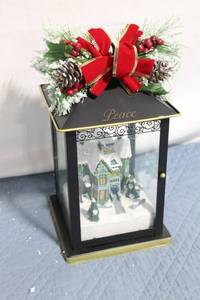 lot 149 image: Battery-Operated Christmas Lantern with Snowy Village Scene