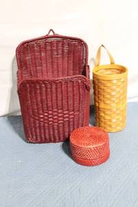 lot 155 image: Set of 3 Handwoven Baskets in Various Styles