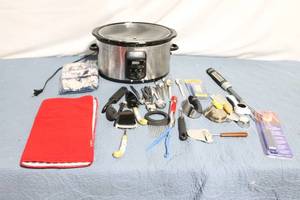 lot 160 image: Lot of Kitchen Utensils and Crock Pot with Accessories