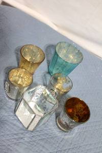 lot 165 image: Set of 6 Decorative Glass Candle Holders with Assorted Designs