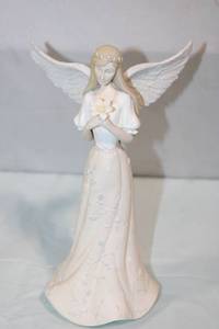 lot 182 image: Elegant Porcelain Angel Figurine with Floral Design