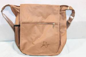 lot 192 image: Brown Nylon Messenger Bag with Embroidered Heron Logo