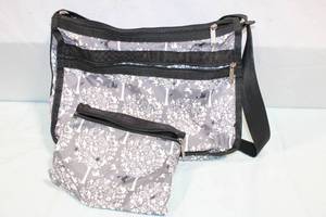 lot 193 image: Floral Design Shoulder Bag with Matching Pouch