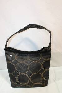 lot 195 image: Patterned Black Fabric Shoulder Bag