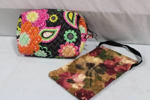 lot 199 image: Vera Bradley Floral Cosmetic Bag and Quilted Handle Bag Set