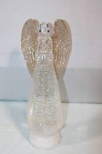 lot 208 image: Illuminated Glitter Filled Angel Figurine with Gold Wings