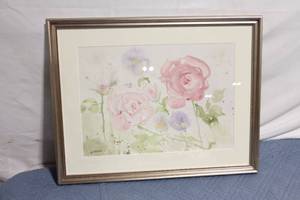 lot 232 image: Framed Watercolor Floral Art by K. Rankin