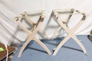 lot 271 image: Pair of Folding Luggage Stands with Decorative Straps