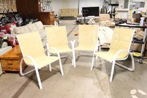 lot 292 image: Set of 4 Outdoor Patio Chairs with Cream Mesh