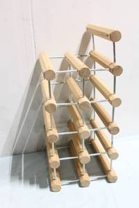 lot 294 image: Wooden Wine Rack with Metal Supports - Holds 12 Bottles