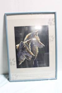 lot 298 image: Framed Wildlife Art Print A Howling in Americas National Parks