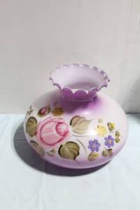 lot 315 image: Vintage Hand-Painted Glass Vase with Floral Design