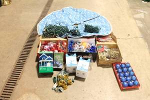 lot 355 image: Assorted Christmas Decorations with Tree Skirt and Ornament Collection
