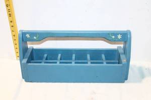 lot 380 image: Blue Wooden Caddy with Floral Accents
