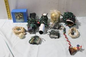 lot 388 image: Collection of Holiday Decor Lights, Ornaments, and Candle