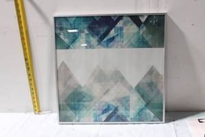 lot 412 image: Abstract Geometric Wall Art in Silver Frame
