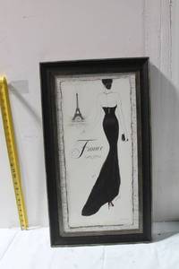 lot 415 image: Emily Adams Framed Artwork France with Eiffel Tower, 17.5x32.5 Inches