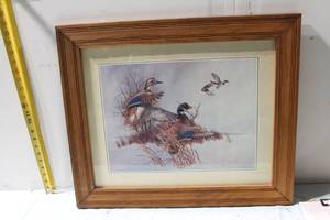 lot 418 image: Framed Print by Charles E. Murphy Featuring Ducks in Natural Setting