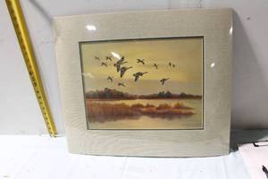 lot 421 image: Framed Artwork Ducks in Flight by John W. Taylor