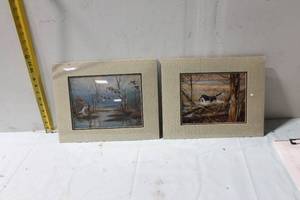 lot 424 image: Pair of Framed Wildlife Prints - Ducks and Black Labrador