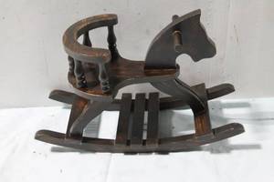 lot 434 image: Vintage Wooden Rocking Horse Decoration