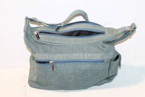 lot 442 image: Used Denim Shoulder Bag with Multiple Zippers