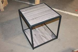 lot 461 image: Black Modern End Table with Wood Finish Top