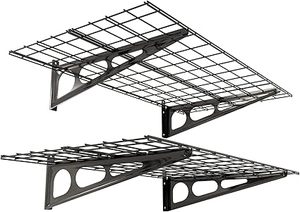 lot G-24 image: FLEXIMOUNTS 2-Pack 2x4ft 24-inch-by-48-inch Wall Shelf Garage Storage Rack Wall Mounted Floating Shelves, Black