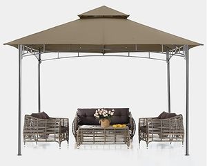 lot P-60 image: ABCCANOPY Gazebos for Patios 10x10 - Outdoor Steel Frame Gazebo for Lawn Backyard Garden Deck (Khaki)