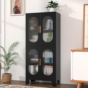 lot L-62 image: Pantry Storage Cabinet, 61 Pantry Cabinets with Acrylic Glass Doors and Adjustable Shelves