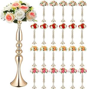 lot H-78 image: Rtteri 24 Pcs Metal Wedding Centerpiece Table Decoration Flower Stand 20 Inch Tall Wedding Flower Vase Centerpieces for Reception Arrangement Candle Holder Party Dinner Home Decor (Gold)
