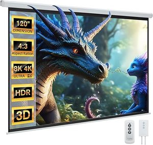 lot E-108 image: 120 inch Projector Screen Motorized,43 HD Retractable Electric Projector Screen 4K 3D Wall Mounted Ceiling Automatic Projection Screen Drop Down with Remote Movie Screen for Indoor Outdoor
