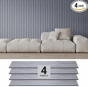 lot I-115 image: Wood Panels for Wall - Oak Acoustic Wall Panels - 4PK Wall Wood Panels - 94.49 x 12 - Soundproof Wood Wall Panels for Decor - Acoustic Slat Wood Wall Panels for Interior Decoration of Walls (Grey)