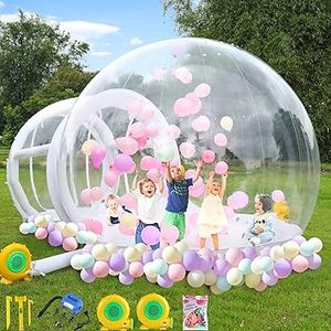 lot K-116 image: 10FT Inflatable Bubble House, PVC Bubble Bounce House with Upgraded Double Air Duct, Bubble Tent Dome for Backyard Birthday Wedding Christmas Party