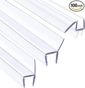 lot H-122 image: Waterproof Shower Door Seal 3-Piece Set, 80 inches high, Bottom, Side, fits 38 inch Shower Door Glass, Cut-to-Size Seal. Material Polycarbonate (PC)