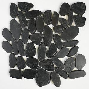 lot C-134 image: Pebble Tile for Shower Floor, Black, StoneCreek 12x12 inch Durable for Kitchen Backsplash, Bathroom Floors, Wall Covering, Outdoor Applications