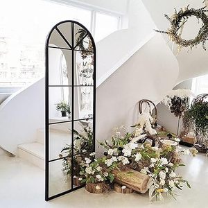 lot B-154 image: TinyTimes 6522 Arched Window Finished Full Length Mirror, Wall Mirror, Metal Frame, Home Decor Mirror